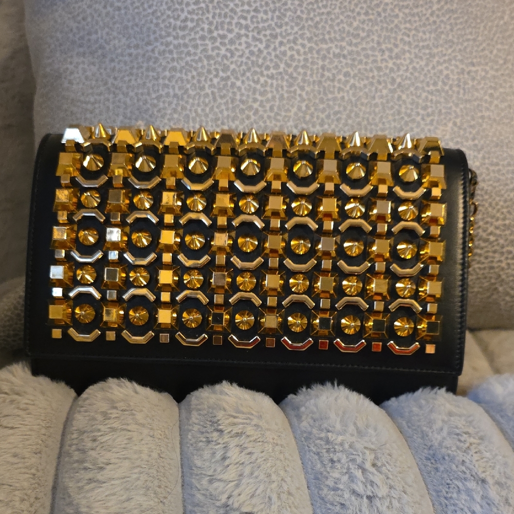 Chic Christian Loubiton Black and Gold Women's Clutch